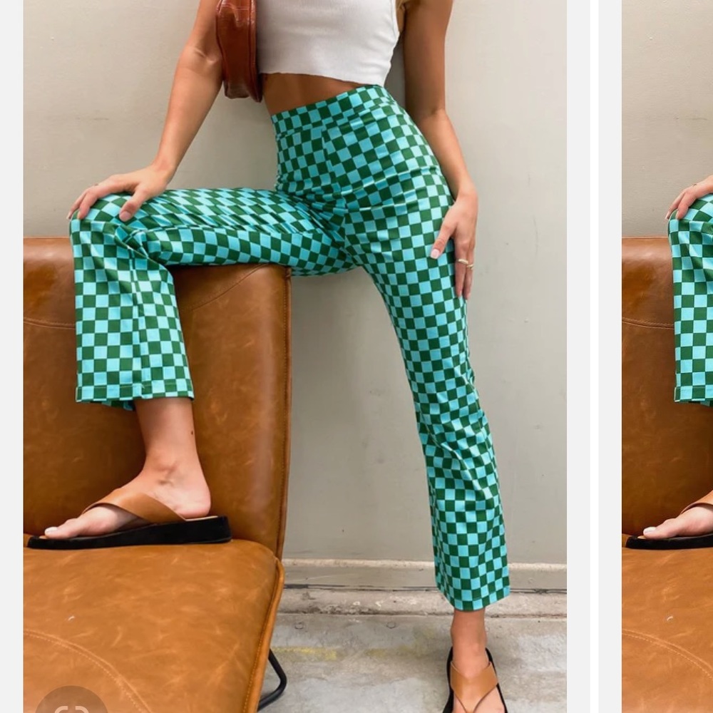 Beginning Boutique Lorelai Check Pant Green